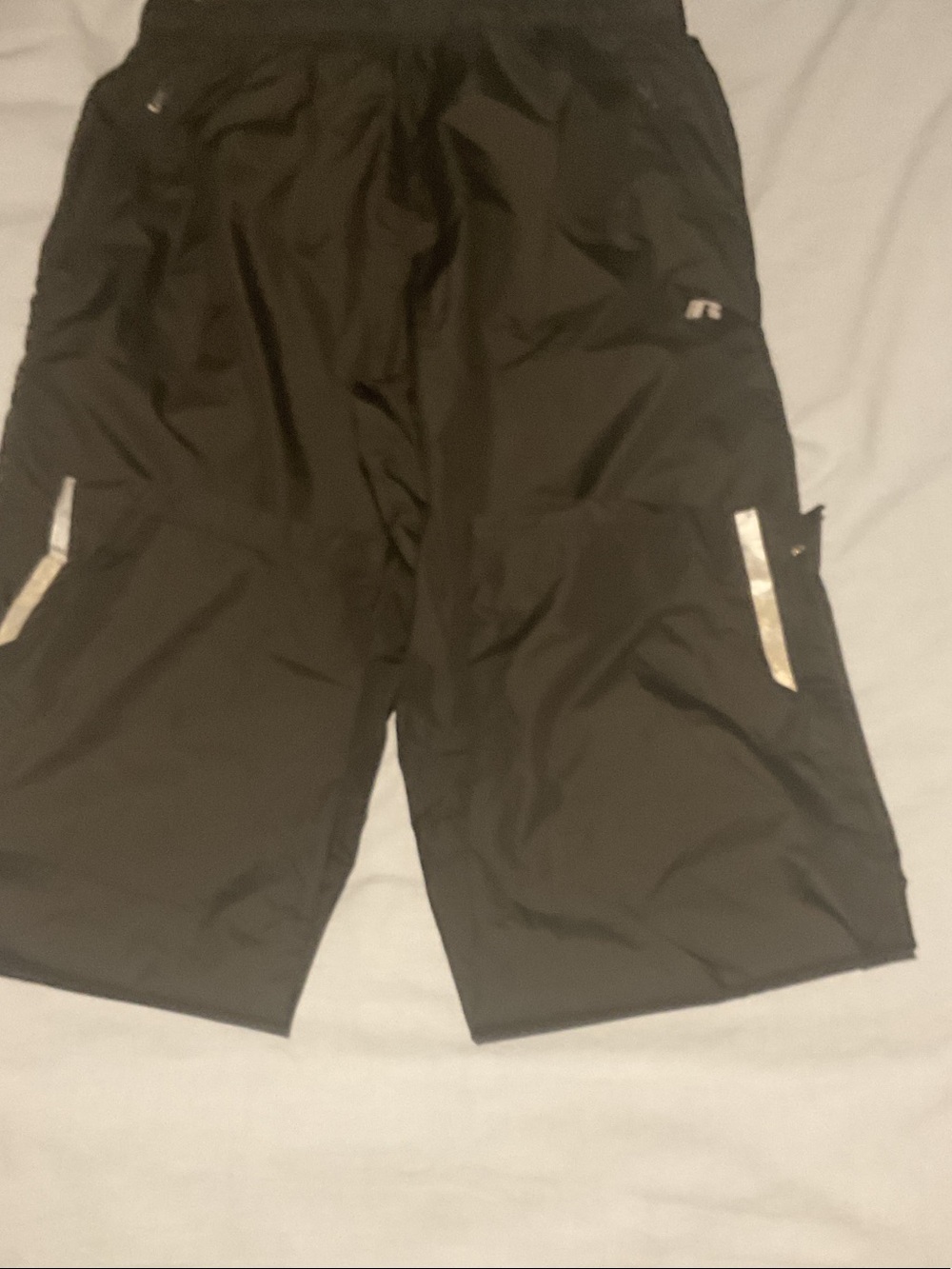 Russell Athletic Black Performance Cargo Shorts with Reflective Accents